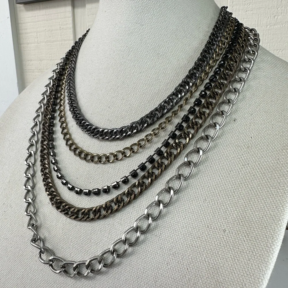 Gorgeous industrial vibe multi chain necklace